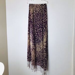 Taleen purple tan fringe women scarf